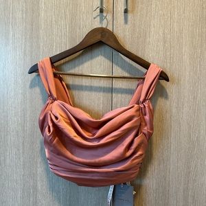 HOUSE OF CB Aella Rose Satin Cowl Neck Draped Corset